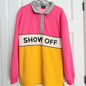 Birdz sweat Show Off Colorblock Sweatshirt - Pink & Yellow size Medium